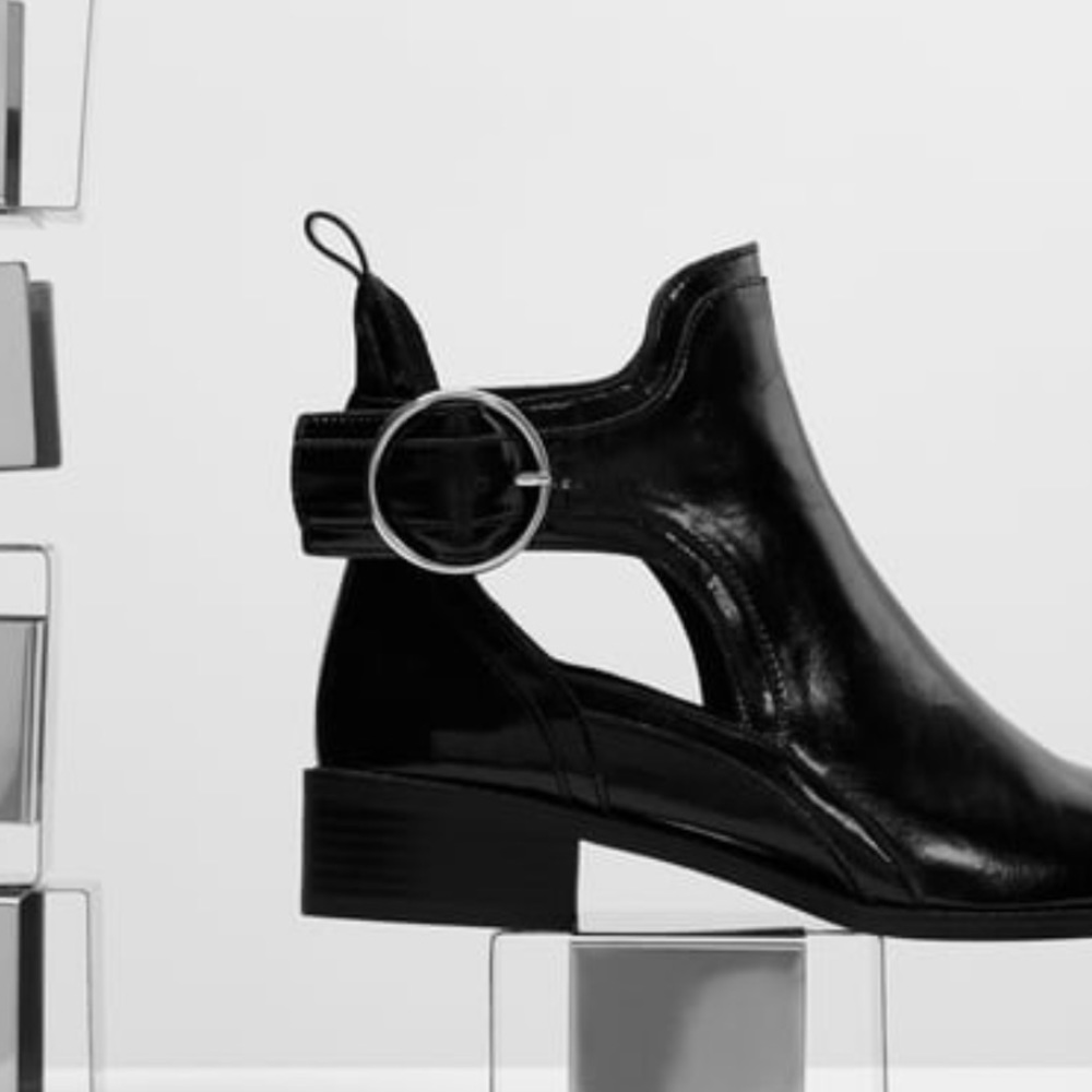 LOW -HEEL CUT-OUT ANKLE BOOTS WITH BUCKLE DETAIL - Picture 2 of 8